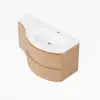 35" Floating Single Curved Bathroom Vanity with Sink & Storage – Natural Right Offset