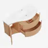 35" Floating Single Curved Bathroom Vanity with Sink & Storage – Natural Right Offset