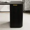Modern 162 cm Rounded Edge Black Sintered Stone Desk with Dual Storage