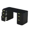 Modern 162 cm Rounded Edge Black Sintered Stone Desk with Dual Storage