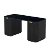 Modern 162 cm Rounded Edge Black Sintered Stone Desk with Dual Storage