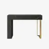 Modern 47" Marble Effect Console Table with 2 Drawers & Golden Leg – Black