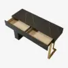 Modern 47" Marble Effect Console Table with 2 Drawers & Golden Leg – Black