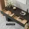 Modern 47" Marble Effect Console Table with 2 Drawers & Golden Leg – Black