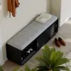 Black Shoe Storage Bench with Cushion