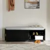 Black Shoe Storage Bench with Cushion