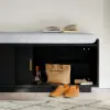 Black Shoe Storage Bench with Cushion