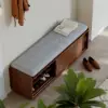 Walnut Shoe Storage Bench with Cushion