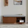 Walnut Shoe Storage Bench with Cushion
