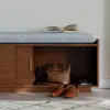 Walnut Shoe Storage Bench with Cushion