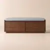 Walnut Shoe Storage Bench with Cushion