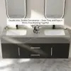 Modern 59" Black Floating Double Bathroom Vanity with Sintered Stone Top and Sink – Silver Handles Design