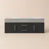 Modern 59" Black Floating Double Bathroom Vanity with Sintered Stone Top and Sink – Silver Handles Design