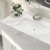 1000mm Freestanding White Bathroom Vanity, Sintered Stone Countertop & Silver Handles