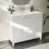 1000mm Freestanding White Bathroom Vanity, Sintered Stone Countertop & Silver Handles
