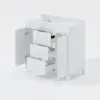 1000mm Freestanding White Bathroom Vanity, Sintered Stone Countertop & Silver Handles