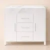 1000mm Freestanding White Bathroom Vanity, Sintered Stone Countertop & Silver Handles