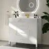 Picture of 1000mm Freestanding White Bathroom Vanity, Sintered Stone Countertop & Gold Handles