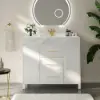 Picture of 1000mm Freestanding White Bathroom Vanity, Sintered Stone Countertop & Gold Handles
