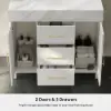 Picture of 1000mm Freestanding White Bathroom Vanity, Sintered Stone Countertop & Gold Handles