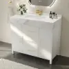 Picture of 1000mm Freestanding White Bathroom Vanity, Sintered Stone Countertop & Gold Handles