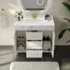 Picture of 1000mm Freestanding White Bathroom Vanity, Sintered Stone Countertop & Gold Handles