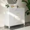 Picture of 1000mm Freestanding White Bathroom Vanity, Sintered Stone Countertop & Gold Handles