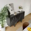 Mid Century Modern 160 cm Black Sideboard with Branch Design & 2 Doors