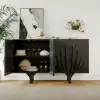 Mid Century Modern 160 cm Black Sideboard with Branch Design & 2 Doors