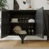 Mid Century Modern 160 cm Black Sideboard with Branch Design & 2 Doors