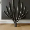 Mid Century Modern 160 cm Black Sideboard with Branch Design & 2 Doors