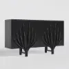 Mid Century Modern 160 cm Black Sideboard with Branch Design & 2 Doors