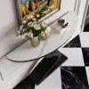 Modern 39" Demilune Console Table with White Sintered Stone Top