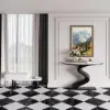 Modern 39" Demilune Console Table with White Sintered Stone Top
