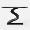 Modern 39" Demilune Console Table with White Sintered Stone Top