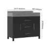 1000mm Freestanding Black Bathroom Vanity, Sintered Stone Countertop & Gold Handles
