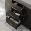 1000mm Freestanding Black Bathroom Vanity, Sintered Stone Countertop & Gold Handles