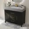1000mm Freestanding Black Bathroom Vanity, Sintered Stone Countertop & Gold Handles