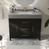 1000mm Freestanding Black Bathroom Vanity, Sintered Stone Countertop & Gold Handles