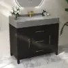 1000mm Freestanding Black Bathroom Vanity, Sintered Stone Countertop & Gold Handles