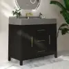 1000mm Freestanding Black Bathroom Vanity, Sintered Stone Countertop & Gold Handles