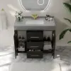1000mm Freestanding Black Bathroom Vanity, Sintered Stone Countertop & Gold Handles