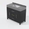 1000mm Freestanding Black Bathroom Vanity, Sintered Stone Countertop & Gold Handles