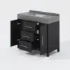 1000mm Freestanding Black Bathroom Vanity, Sintered Stone Countertop & Gold Handles