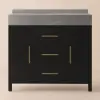 1000mm Freestanding Black Bathroom Vanity, Sintered Stone Countertop & Gold Handles