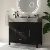 1000mm Freestanding Black Bathroom Vanity, Sintered Stone Countertop & Silver Handles