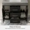 1000mm Freestanding Black Bathroom Vanity, Sintered Stone Countertop & Silver Handles