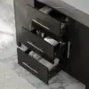 1000mm Freestanding Black Bathroom Vanity, Sintered Stone Countertop & Silver Handles