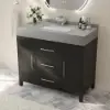 1000mm Freestanding Black Bathroom Vanity, Sintered Stone Countertop & Silver Handles