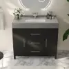 1000mm Freestanding Black Bathroom Vanity, Sintered Stone Countertop & Silver Handles